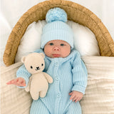 Knitted Baby Beanie Baby Blue