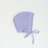 Baby Bonnet - Heirloom Cotton Knit Lavender