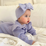 Jacquard Knit Bow - Lavender