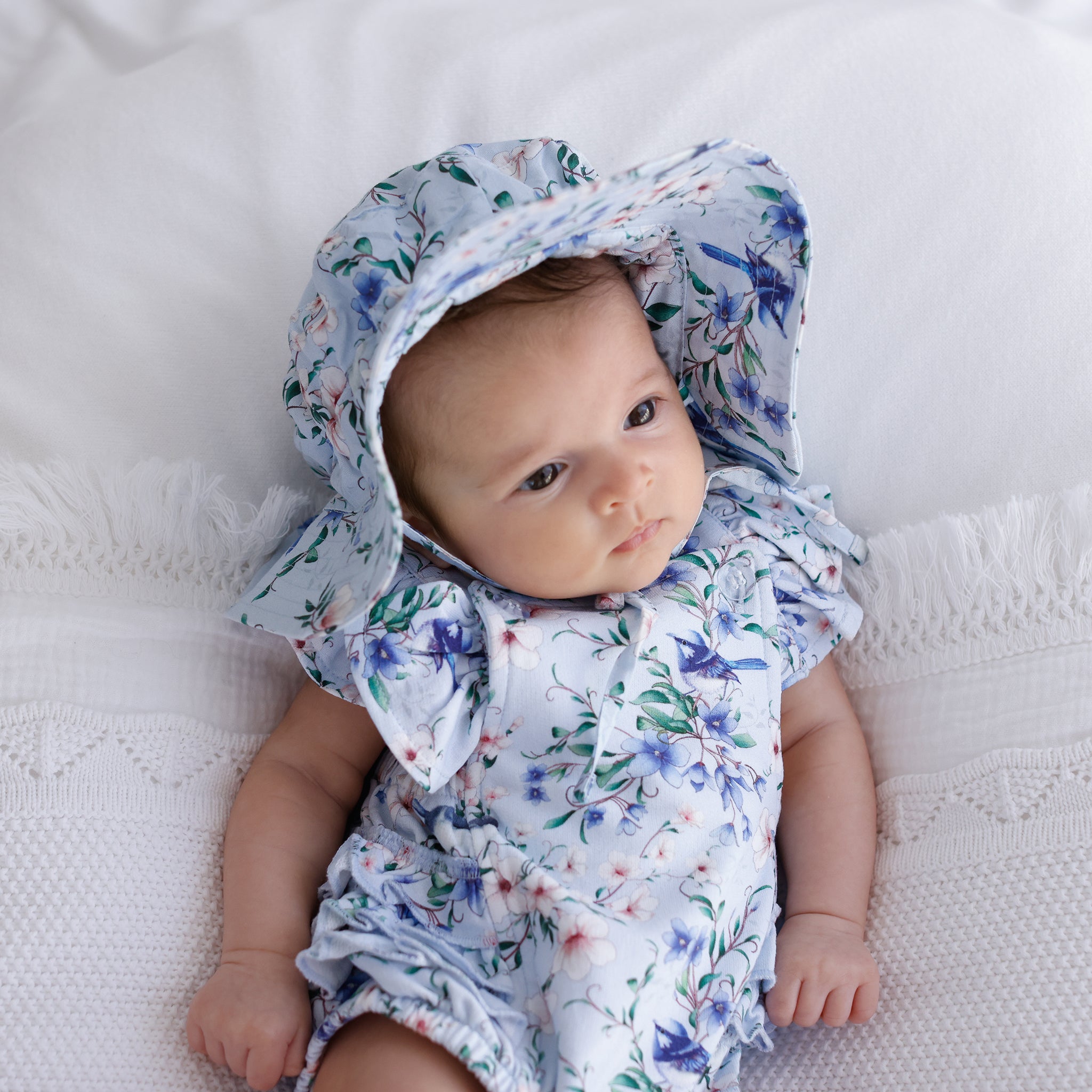 blue fairy wren ruffle playsuit