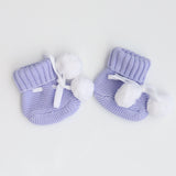 Cute Pom Pom Booties - Lavender