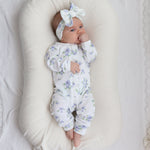 hibiscus-posie-frilly-onesie with matching bow