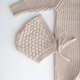 Baby Bonnet - Heirloom Cotton Knit Milky Coffee