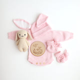 pretty pink bunny ears with announcement disc my first easter