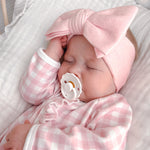 pretty pink flat knit bow