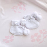 Knitted Baby Booties -  Bright White