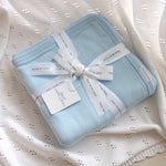 Baby Blue Reversible Moon & Stars Knitted Blanket by Thea With Love