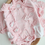 Jacquard Knitted Baby Romper – Pink Posy