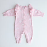 Jacquard Knitted Baby Romper – Pink Posy