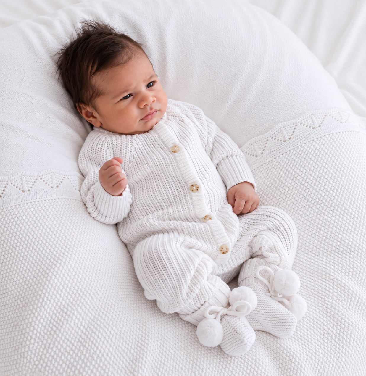 Warm White knitted baby romper – photo 3