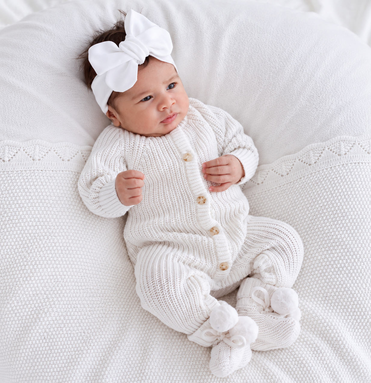 Warm White knitted baby romper – photo 2