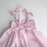 Bubble Hem Party Dress – Pink Gingham – 2–5 Years