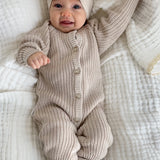 Chunky Knit Milky Coffee Baby Romper
