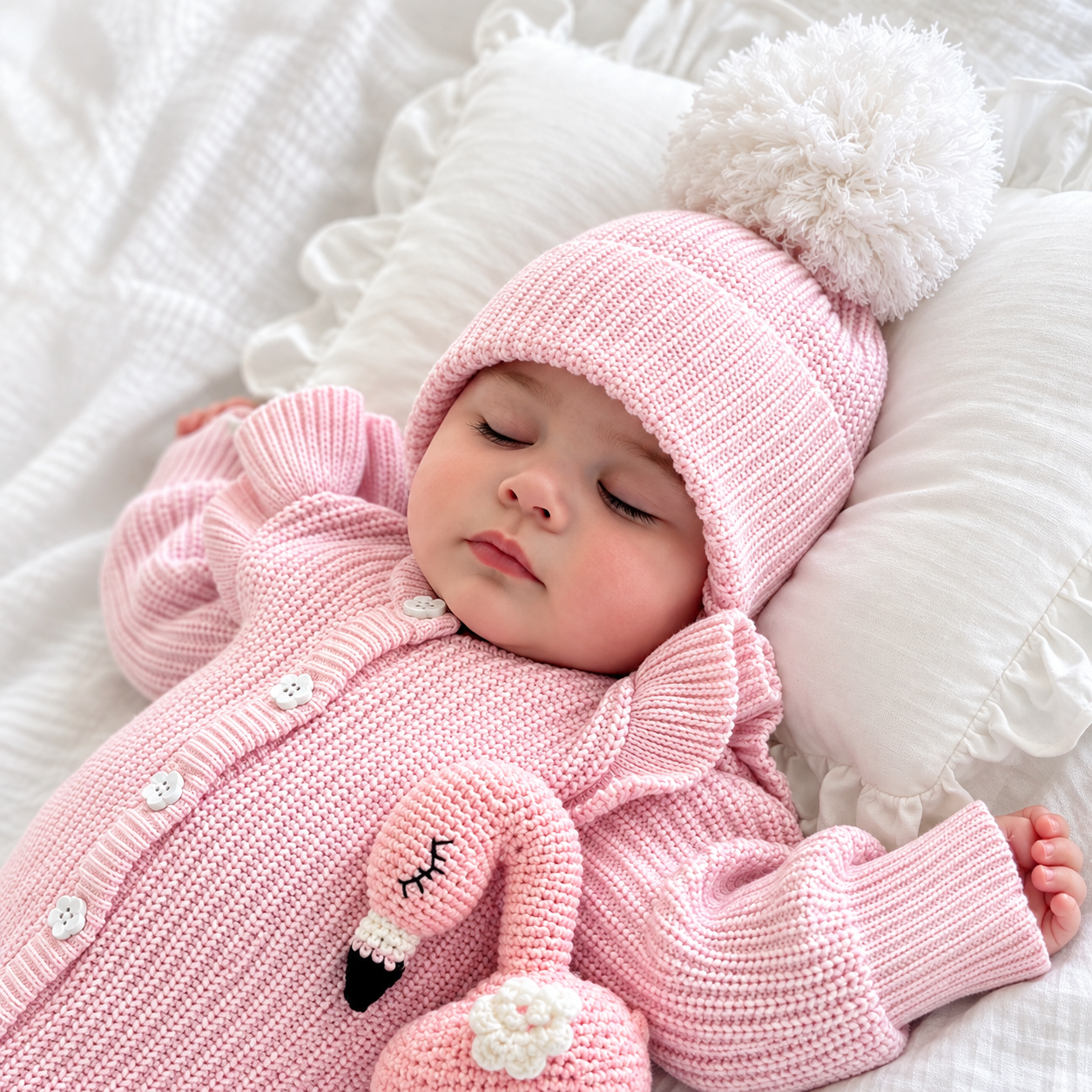 Cute Pretty Pink knitted baby beanie – photo 2