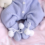 Cute Pom Pom Booties – Lavender by Thea With Love