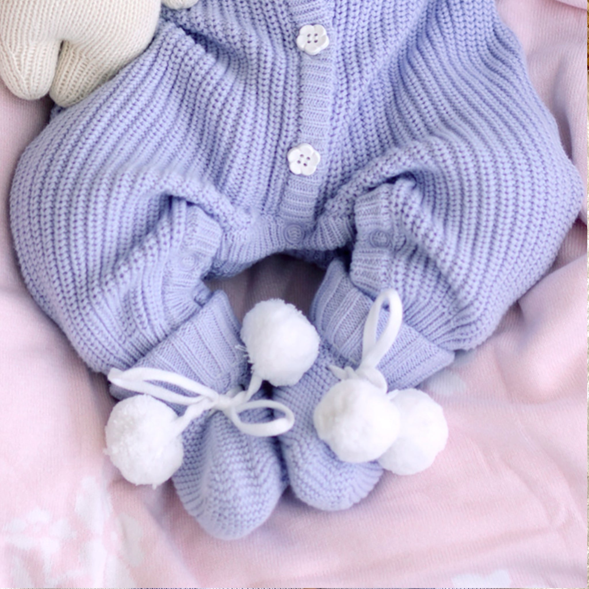 Cute Pom Pom Booties – Lavender by Thea With Love