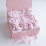 Baby Gift Set – Pink Frill Romper, Booties & Bow
