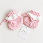 Frilly Pretty Pink knitted baby booties – photo 2