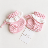 Frilly Pretty Pink knitted baby booties – photo 2
