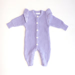 lavender pastel colour frill on shoulder snaps.romper product photo