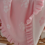 Frilly Pretty Pink Baby Blanket – 100 x 100cm Cotton Knit