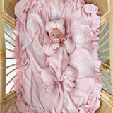 Frilly Pretty Pink Baby Blanket – 100 x 100cm Cotton Knit