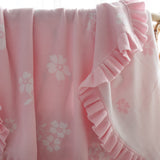 Frilly Pretty Pink Baby Blanket – 100 x 100cm Cotton Knit
