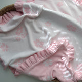 Frilly Pretty Pink Baby Blanket – 100 x 100cm Cotton Knit