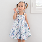 Girls Cotton Dress (2–5 Years) – Blue Fairy Wren | Bubble Hem