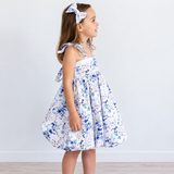 Girls Cotton Dress (2–5 Years) – Blue Fairy Wren | Bubble Hem