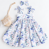 Girls Cotton Dress (2–5 Years) – Blue Fairy Wren | Bubble Hem