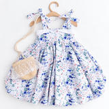Girls Cotton Dress (2–5 Years) – Blue Fairy Wren | Bubble Hem