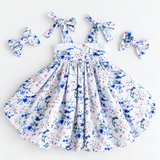 Girls Cotton Dress (2–5 Years) – Blue Fairy Wren | Bubble Hem