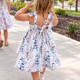 Girls Cotton Dress (2–5 Years) – Blue Fairy Wren | Bubble Hem