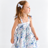 Girls Cotton Dress (2–5 Years) – Blue Fairy Wren | Bubble Hem