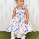Girls Cotton Dress (2–5 Years) – Blue Fairy Wren | Bubble Hem