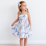 Girls Cotton Dress (2–5 Years) – Blue Fairy Wren | Bubble Hem