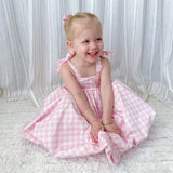 Girls Cotton Dress (2–5 Years) – Pink Gingham | Bubble Hem