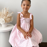 Girls Cotton Dress (2–5 Years) – Pink Gingham | Bubble Hem