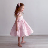 Girls Cotton Dress (2–5 Years) – Pink Gingham | Bubble Hem