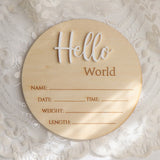 Hello World Baby Birth Announcement Disc - White
