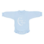 Heirloom Romper - Baby Blue Hello World with matching beanie and booties