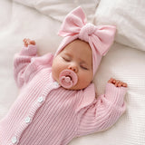 Pretty Pink Knit Bow Headband – Baby and Toddler