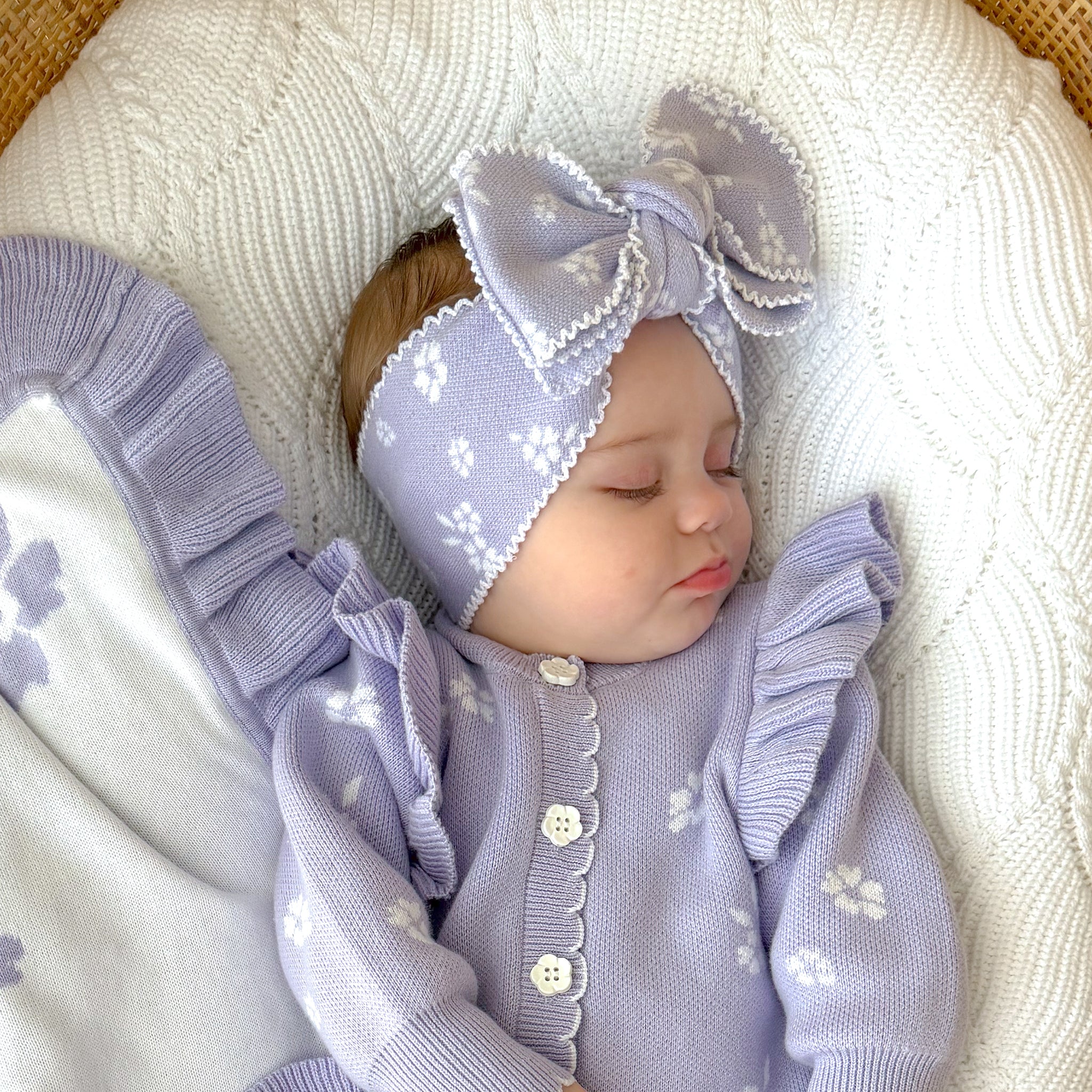 Lavender Posy Jacquard Knit Bow Headband – Baby & Toddler by Thea With Love