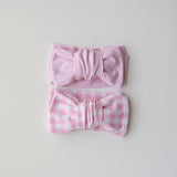 Pink Gingham Bow - one size