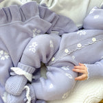 Lavender Posy jacquard knitted baby romper – photo 2