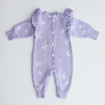 Lavender Posy jacquard knitted baby romper – photo 4