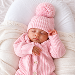 Pretty Pink chunky knit baby outfit