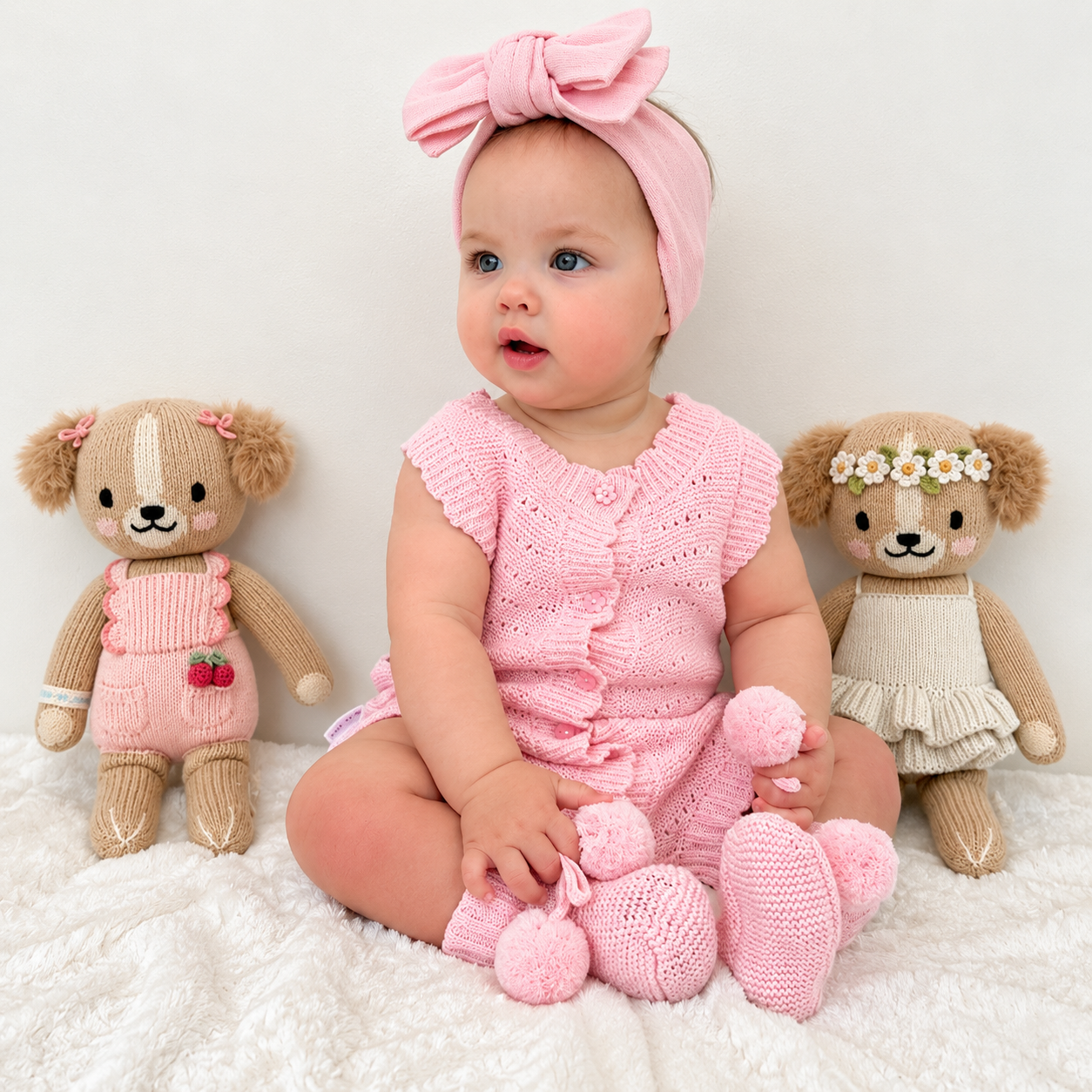 Pretty Pink knitted baby booties – photo 3