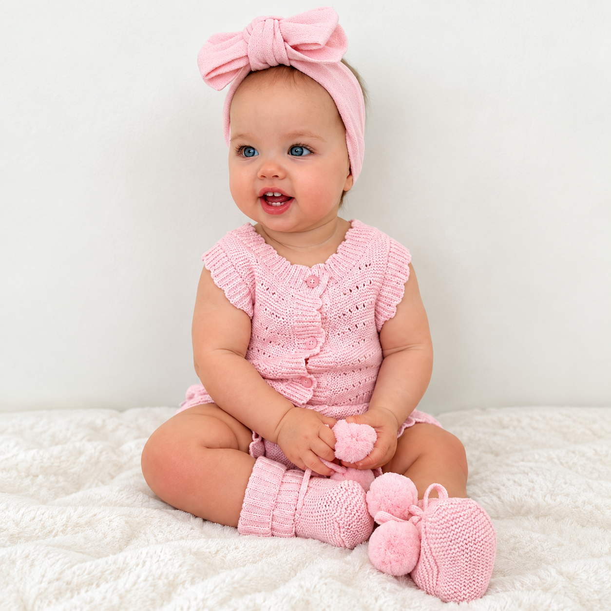 Pretty Pink knitted baby booties – photo 4